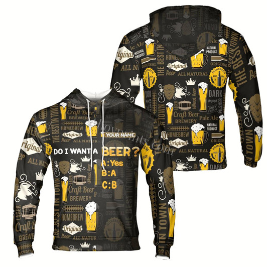 Ahoyprints Personalized Name Beer Lover Cool Beer Glass Hoodie Sweatshirt