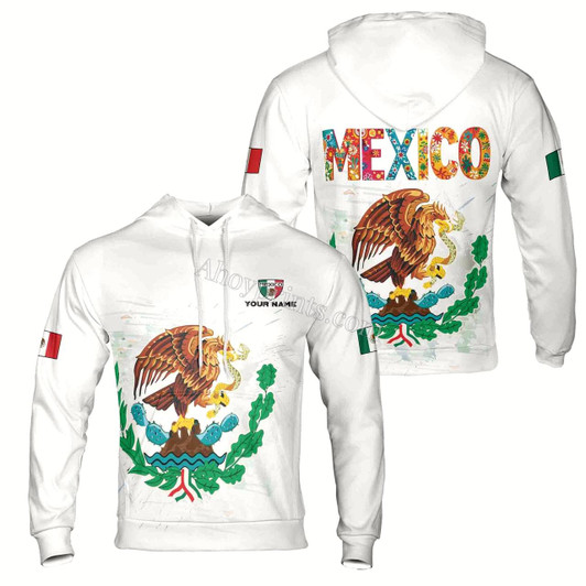 Ahoyprints Personalized Name Mexico Rooster Patriotic Hoodie Sweatshirt