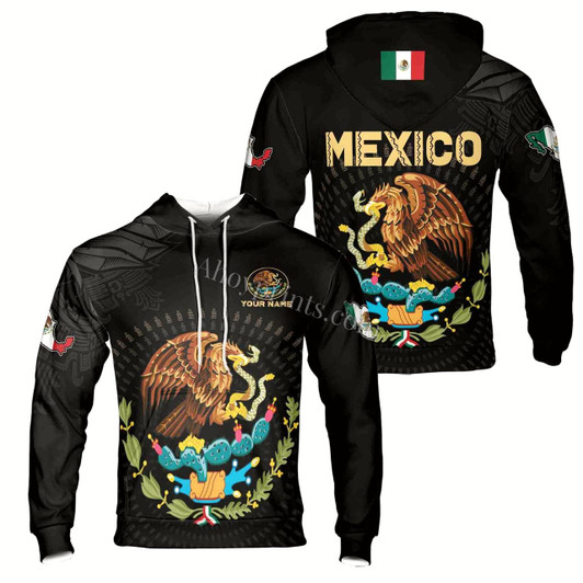 Ahoyprints Personalized Name Mexico Symbol Coat of Arms Patiotic Hoodie Sweatshirt