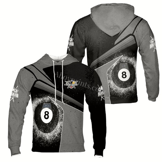 Ahoyprints Personalized Name 8 Balls Billiard Grunge Hoodie Sweatshirt