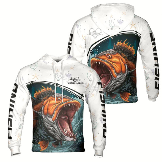 Ahoyprints Personalized Name Unisex Novelty Bass Fish Gifts For Men Hoodie Sweatshirt Style 2