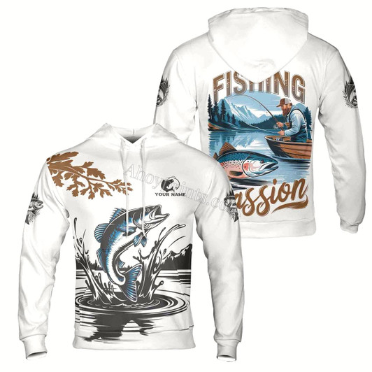 Ahoyprints Personalized Name Unisex Novelty Fishing Passion Gifts For Men Hoodie Sweatshirt