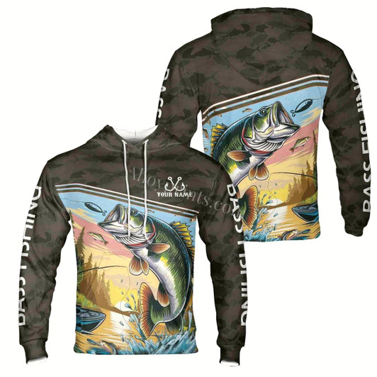 Ahoyprints Personalized Name Novelty Hoodie Bass Fishing Pullover Sweatshirt Hoodie Sweatshirt