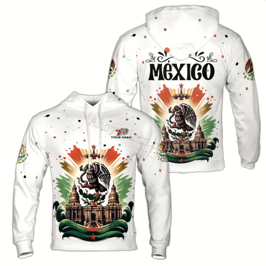 Ahoyprints Personalized Name Mexico Flag Coat of Arms Celebration Mayan Temple Hoodie Sweatshirt