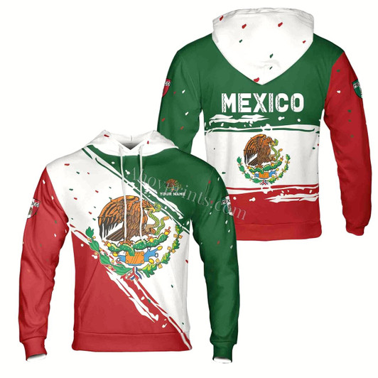 Ahoyprints Personalized Name Patriotic Mexican Mexico Flag Coat of Arms Hoodie Sweatshirt