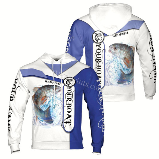 Ahoyprints Personalized Redfish Fishing Lover Fisherman Sweatshirt Personalized Fishing Boat Hoodie Sweatshirt