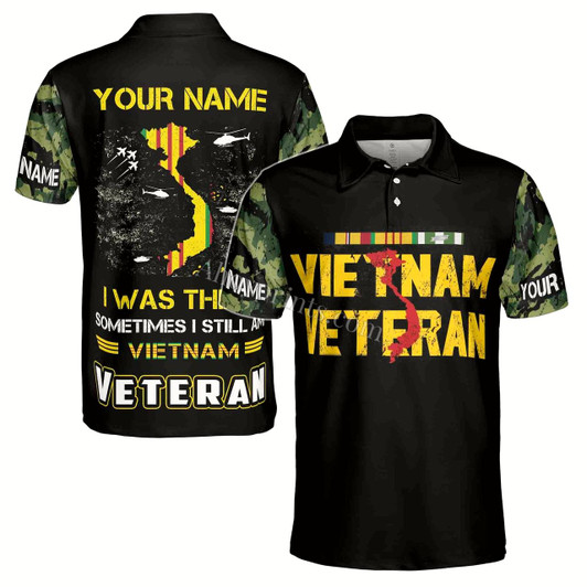 Ahoyprints Personalized Name Vietnam Veteran Proud Vet of Vietnam War Men's Polo Shirt