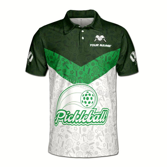 Ahoyprints Personalized Name Team Funny Hawaiian Pattern Pickleball Lover Men's polo Shirt
