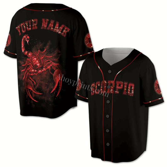 Ahoyprints Scorpio Baseball Jersey, Scorpion Horoscope Gift Idea, Birthday Gift