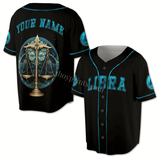 Ahoyprints Libra Baseball Jersey, Libra Horoscope Lion Gift Idea, Birthday Gift