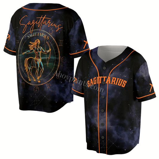 Ahoyprints Zodiac Constellation Sagittarius Star Night Sky Pattern Baseball Jersey