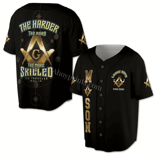 Ahoyprints Personalized Mason Lodge Name, Number, Your Name Freemasonry Baseball Jersey