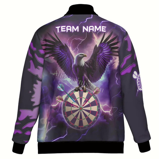Ahoyprints Personalized Lightning Eagle Dart Unisex Bomber Jacket For Professional Dart Players For Dart Enthusiasts