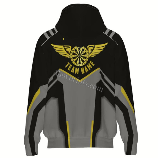 Ahoyprints Personalized Dart Unisex Zipper Hoodie With Custom Heartbeat Pattern For Dart Players And Enthusiasts