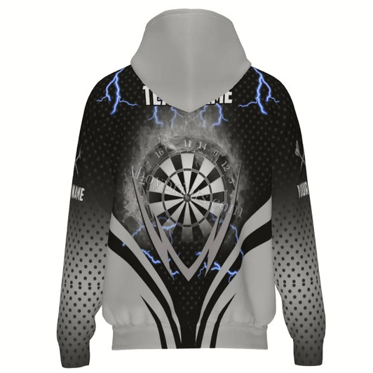 Ahoyprints Personalized Dart Unisex Zipper Hoodie With Thunder Lightning Design For Dart Players And Enthusiasts