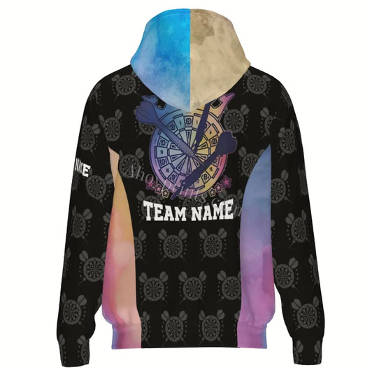 Ahoyprints Personalized Darts Unisex Zipper Hoodie With Dart Heartbeat Pattern For Dart Players And Enthusiasts