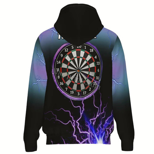 Ahoyprints Personalized Lightning Darts Unisex Zipper Hoodie For Dart Players And Enthusiasts