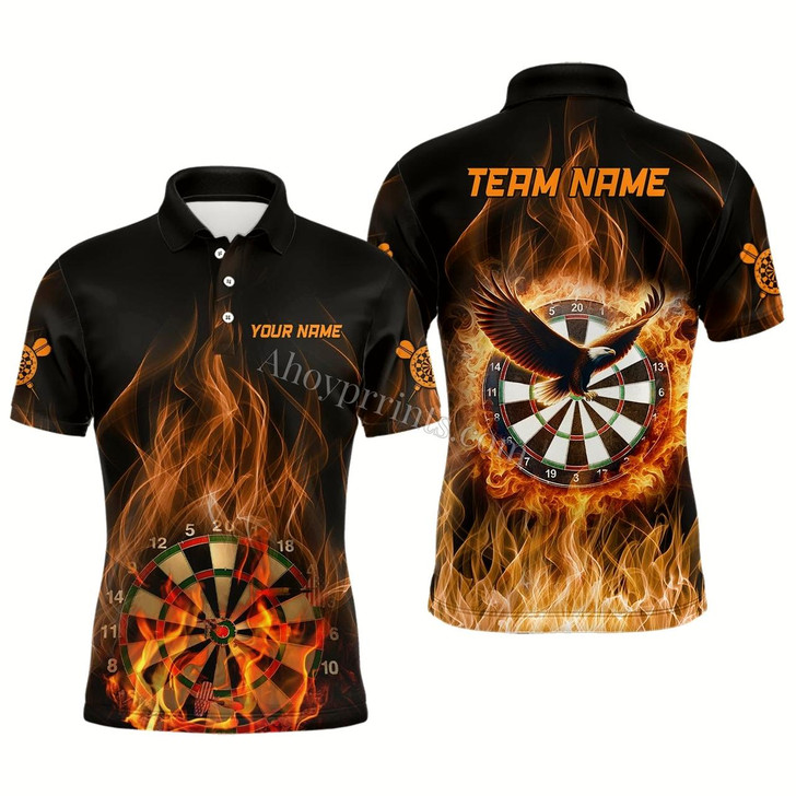 Ahoyprints Personalized Men'S Polo Shirt With Feuerflamme Adler Design For Dart Enthusiasts And Pros