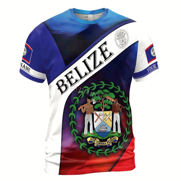 Ahoyprints Personalized Name Belize Coat Of Arms Patriotic Men's T-shirt