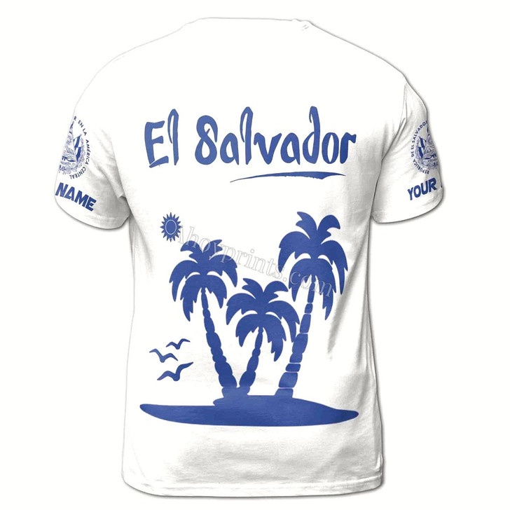 Ahoyprints Personalized Name El Salvador Palm Island Coat Of Arms Men's T-shirt