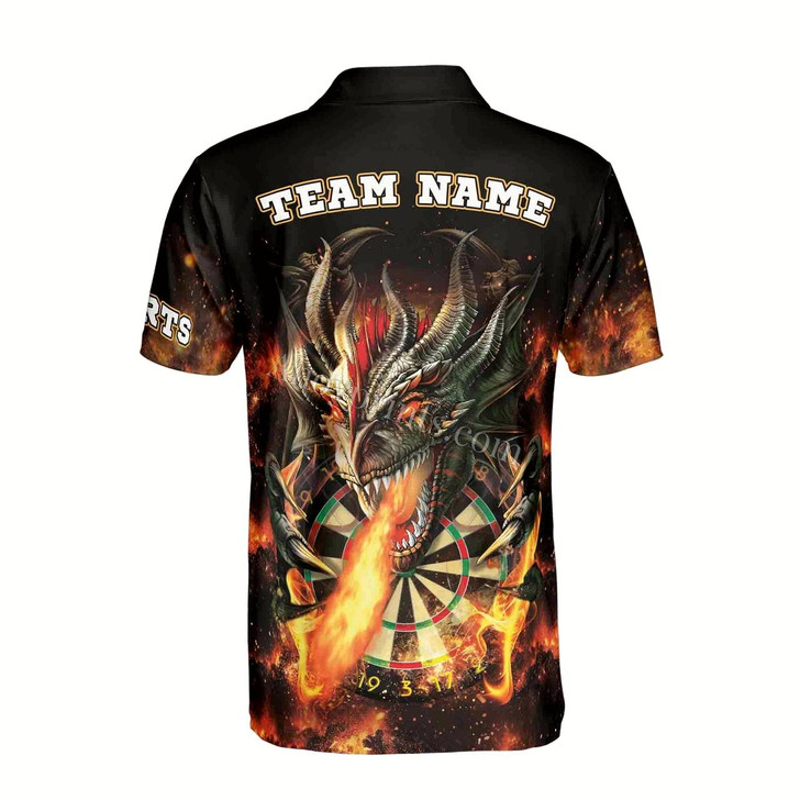 Ahoyprints Personalized Name Darts Dragon Flame Darts Team Men's Polo Shirt
