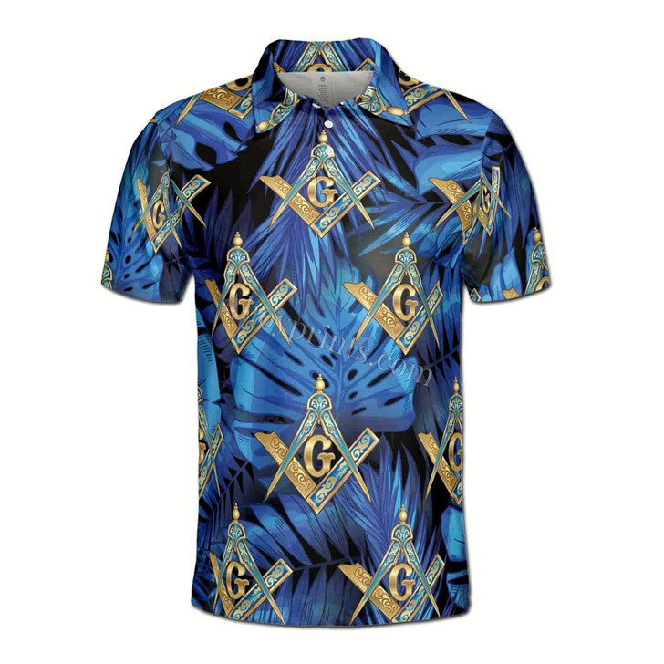Ahoyprints Personalized Freemasonry Master Mason Tropical Palm Tree Men's Polo Shirt