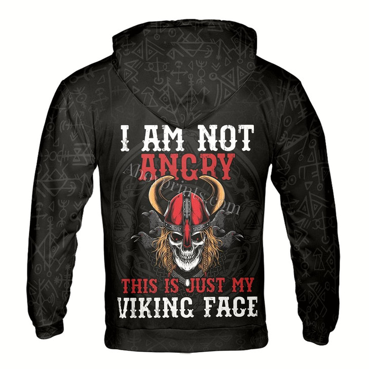 Ahoyprints Personalized Name I Am Not Angry This Is My Viking Face Skull Warrior Hoodie Sweatshirt