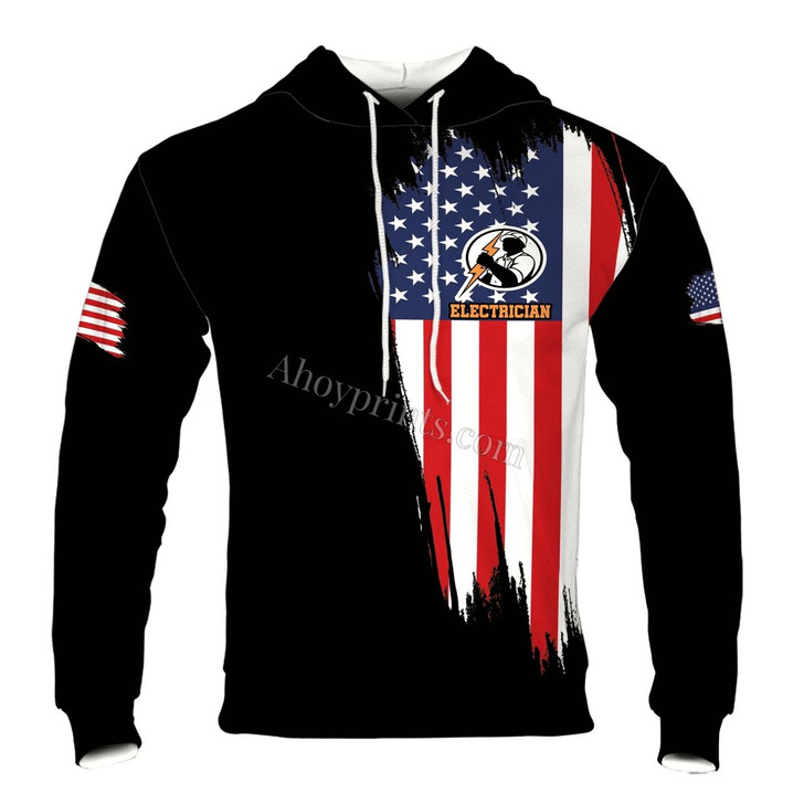 Ahoyprints America Electrician My Craft Allow Me To Fix Anything Hoodie Sweatshirt