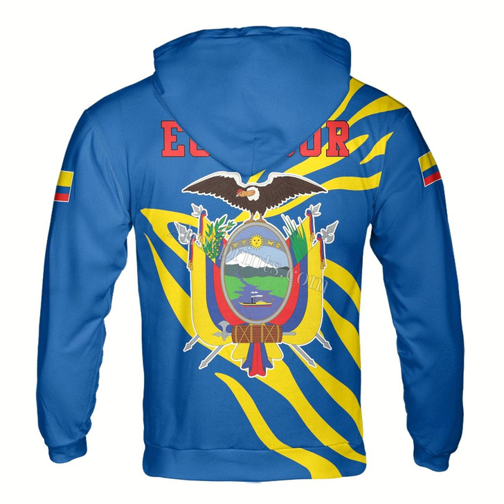 Ahoyprints Personalized Name Patriotic Ecuador Coat of Arms Hoodie Sweatshirt