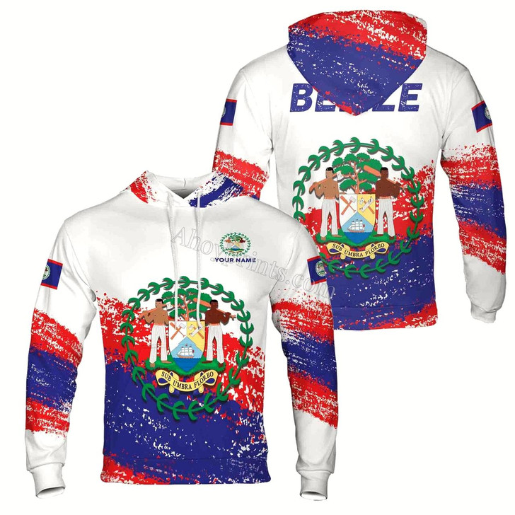 Ahoyprints Personalized Name Patriotic Coat of Arms Belize Hoodie Sweatshirt Style 2