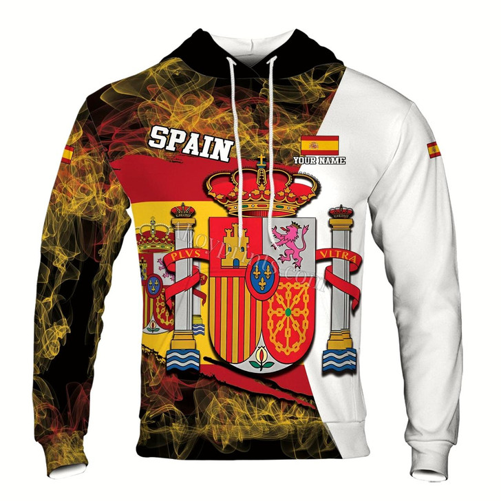 Ahoyprints Personalized Name Patriotic Spain Coat of Arms Hoodie Sweatshirt Style 2