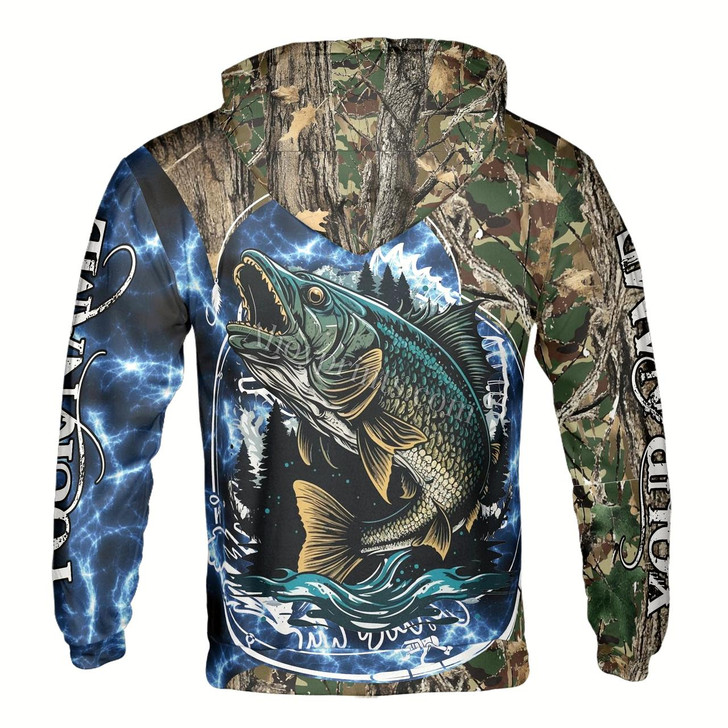 Ahoyprints Personalized Name Unisex Novelty Bass Fish Gifts For Men Hoodie Sweatshirt Style 1