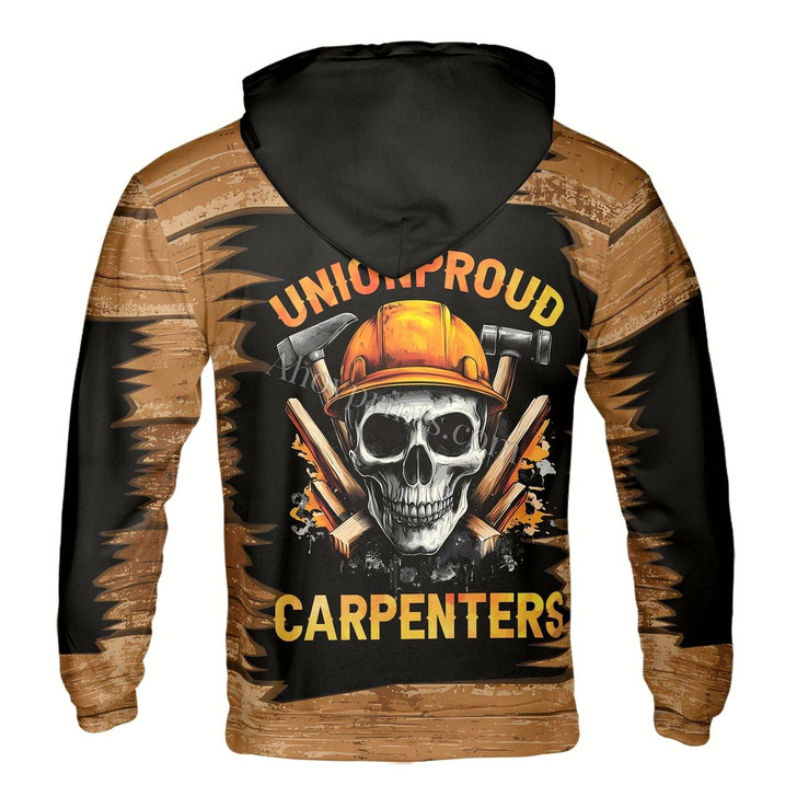 Ahoyprints Personalized Name Union Proud Skull Carpenters Hoodie Sweatshirt
