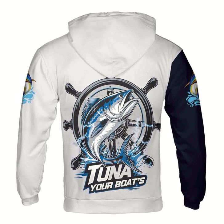 Ahoyprints Personalized Name Fishing Water Tuna Your Boat Name Hoodie Sweatshirt