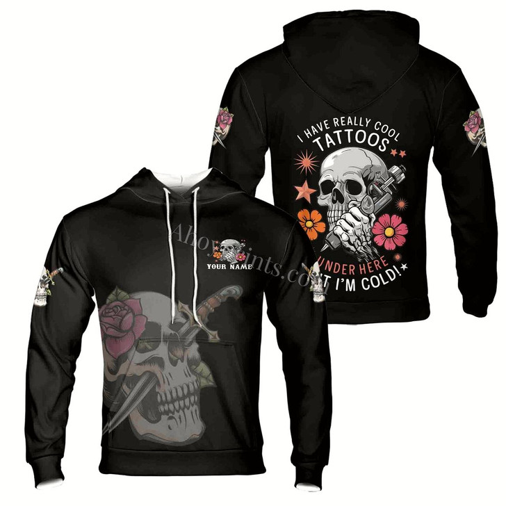 Ahoyprints Personalized Name Skull Tattoo Artist I Have Really Cool Tatttoos Sweatshirt