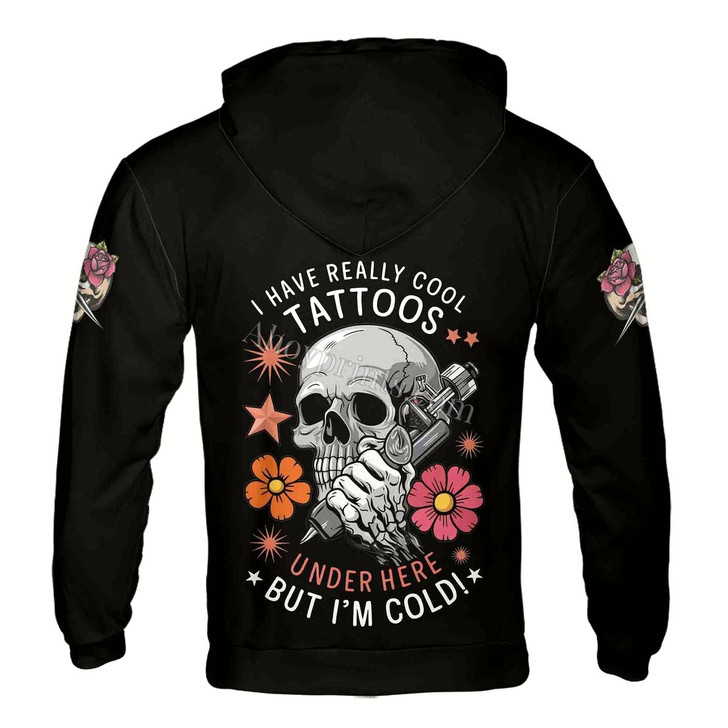 Ahoyprints Personalized Name Skull Tattoo Artist I Have Really Cool Tatttoos Sweatshirt
