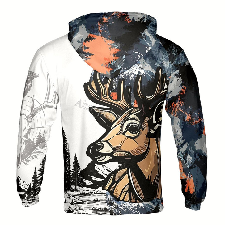 Ahoyprints Personalized Deer with Forest and Mountain Hoodie Sweatshirt