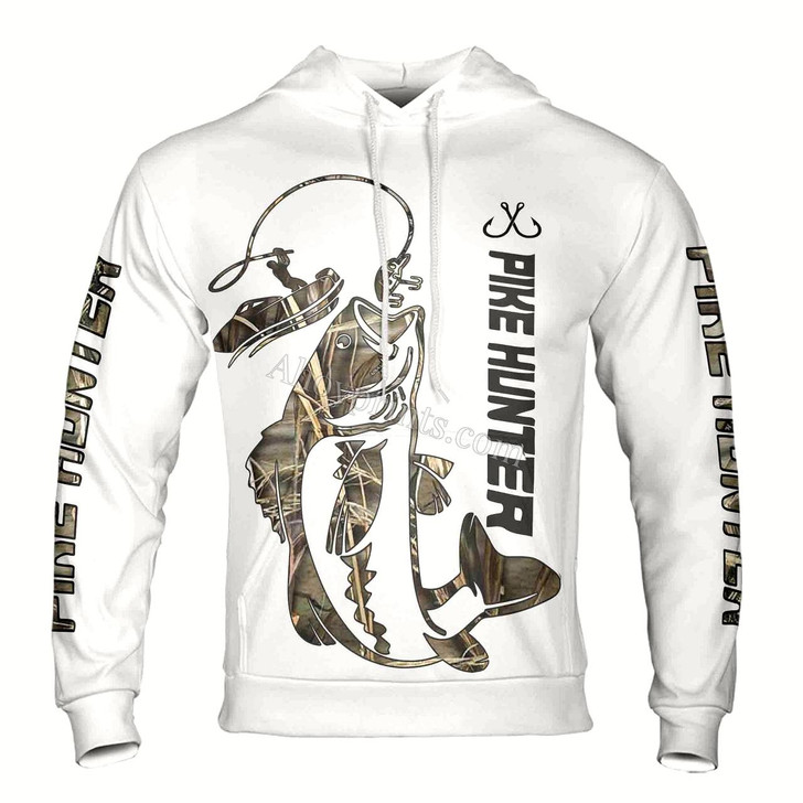 Ahoyprints Personalized Name Pike Hunter Fisherman Hoodie Sweatshirt
