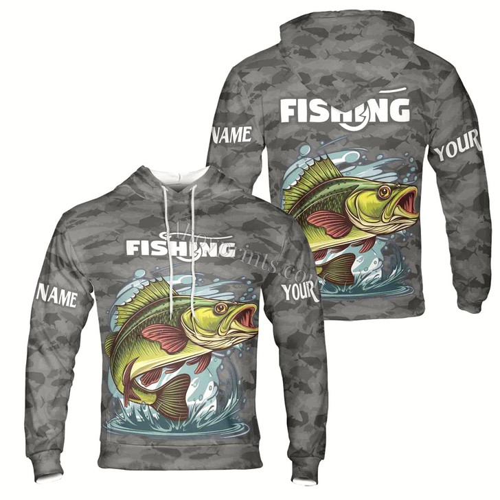 Ahoyprints Personalized Name Fishing God Fish Fishing Camo Pattern Hoodie Sweatshirt