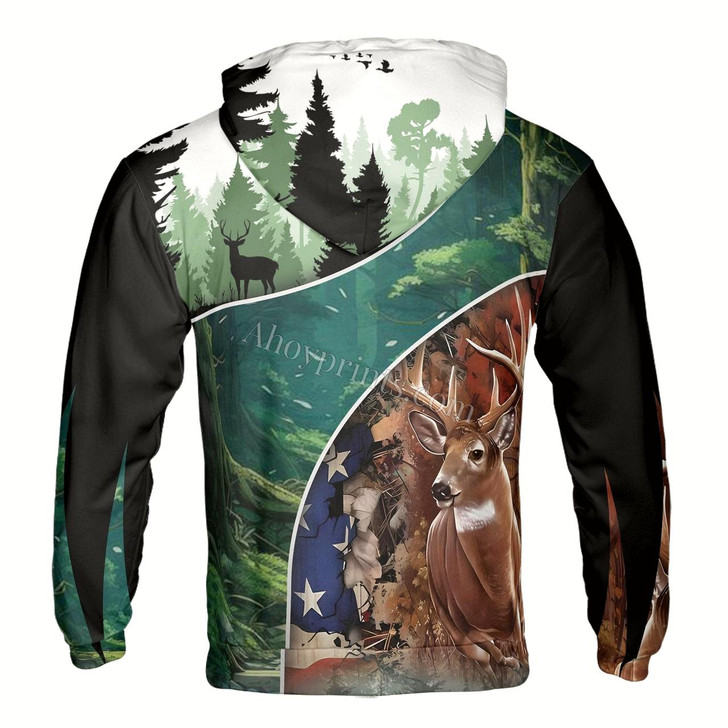 Ahoyprints Personalized Name Deer Hunting American Hunting Season Hoodie Sweatshirt