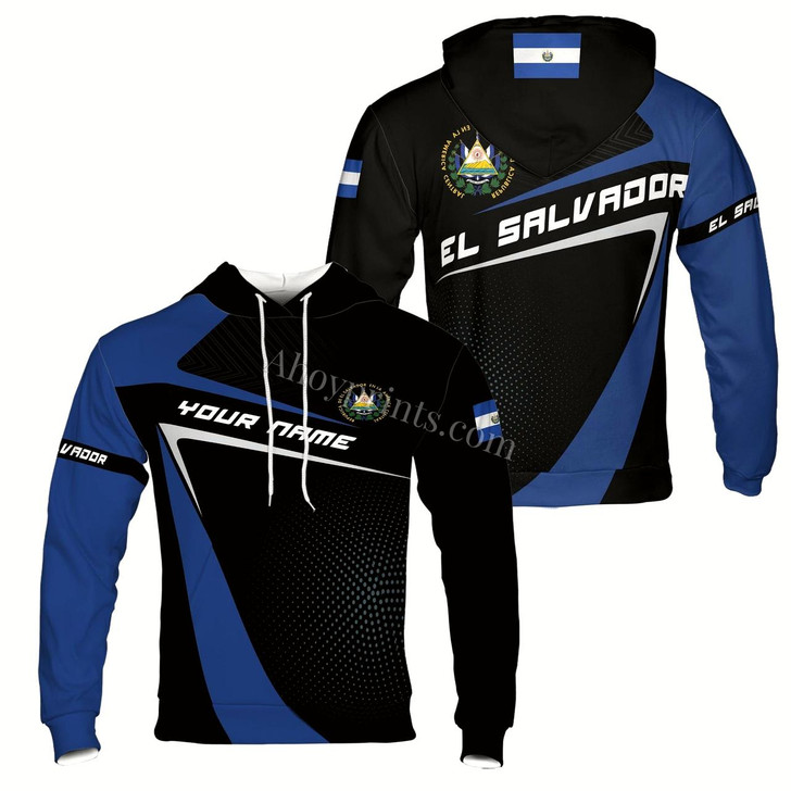 Ahoyprints Personalized El Salvador Flag Patriotic Hoodie Sweatshirt