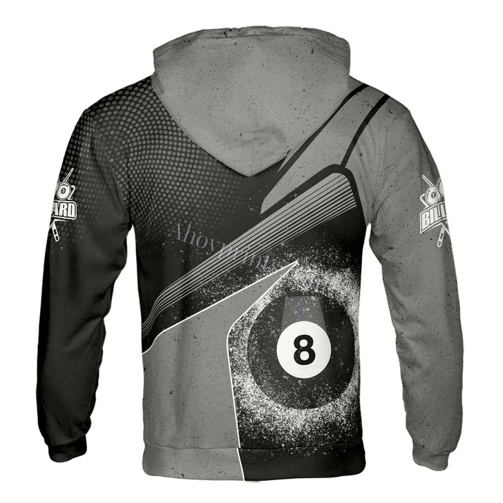 Ahoyprints Personalized Name 8 Balls Billiard Grunge Hoodie Sweatshirt