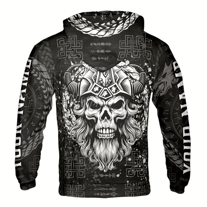 Ahoyprints Personalized Name Grunge Valhalla Skull Warrior Hoodie Sweatshirt