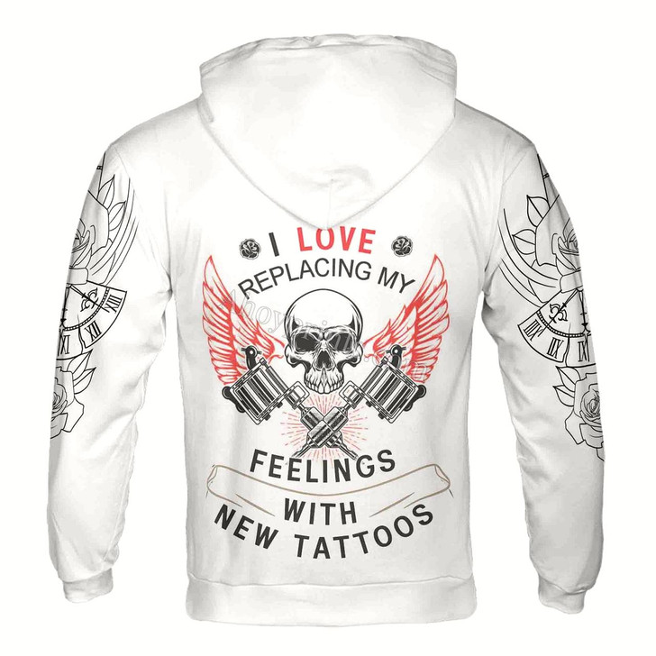 Ahoyprints Personalized name Replacing My Feelings With New Tattoos Hoodie Sweatshirt