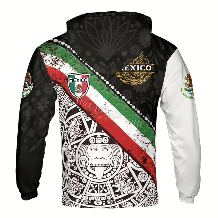 Ahoyprints Personalized name Mexico Aztec Flag Grunge Pattern Hoodie Sweatshirt