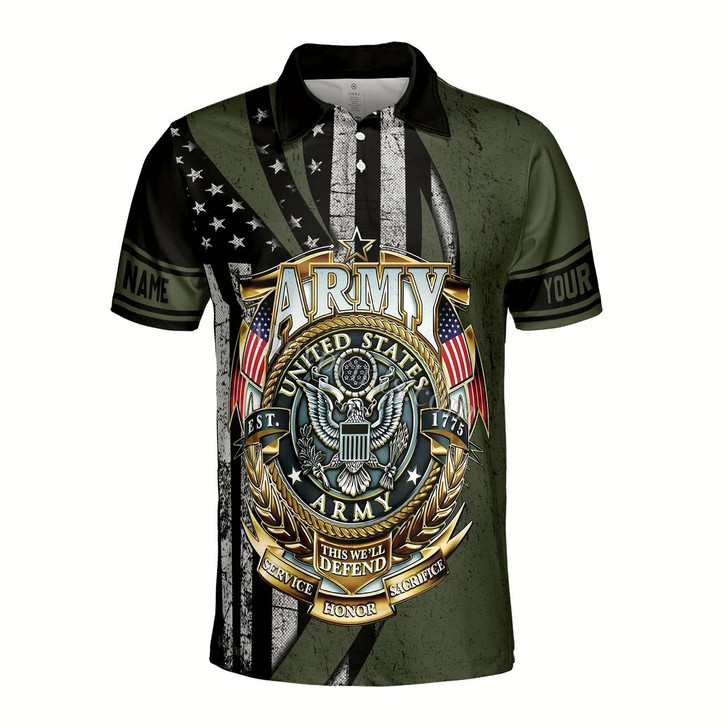 Ahoyprints Personalized Name Patriotic US Veteran Proud Honor Men's Polo Shirt