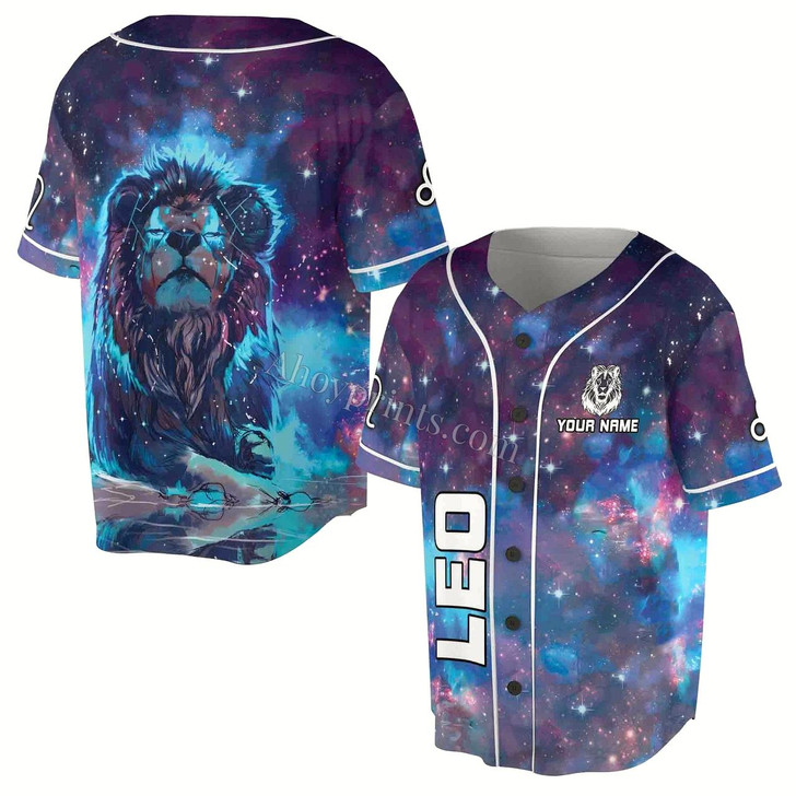 Ahoyprints Galaxy Zodiac Constellation Leo Baseball Jersey