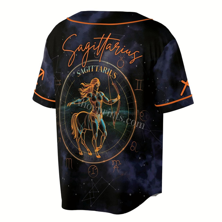 Ahoyprints Zodiac Constellation Sagittarius Star Night Sky Pattern Baseball Jersey