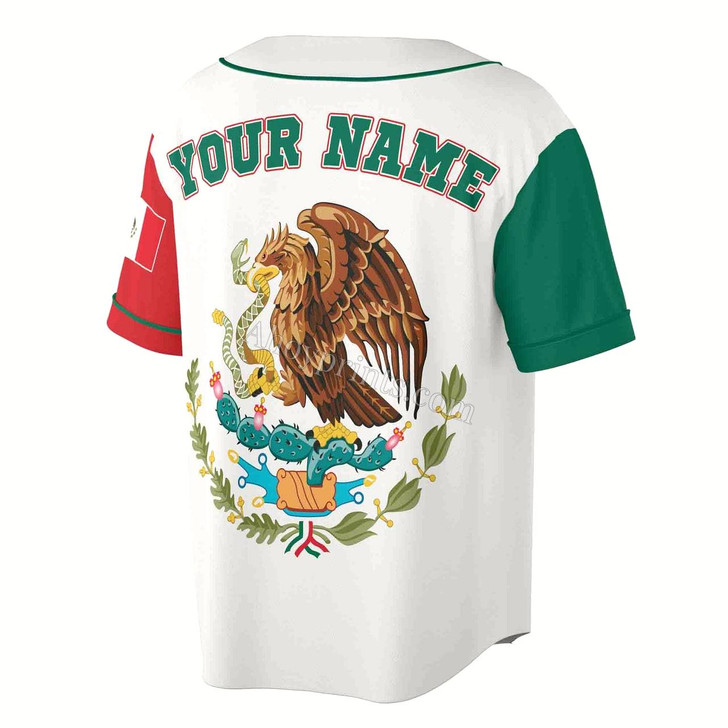 Ahoyprints Personalized Name Number Mexico Lover Mexican Flag Baseball Jersey