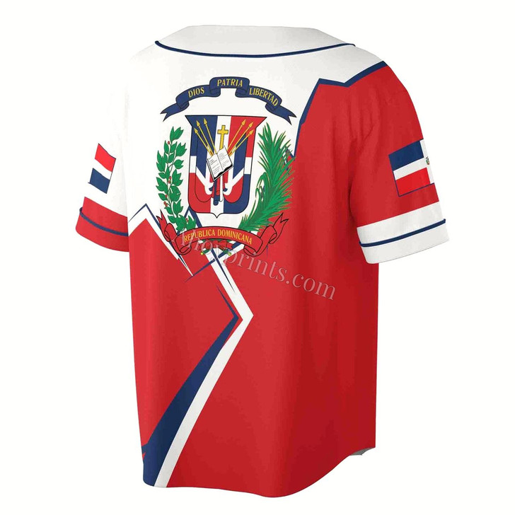 Ahoyprints Personalized Name Dominican Republic Flag Coat of Arms Mountains Dominicana Baseball Jersey